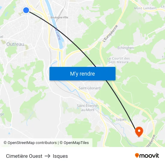 Cimetière Ouest to Isques map