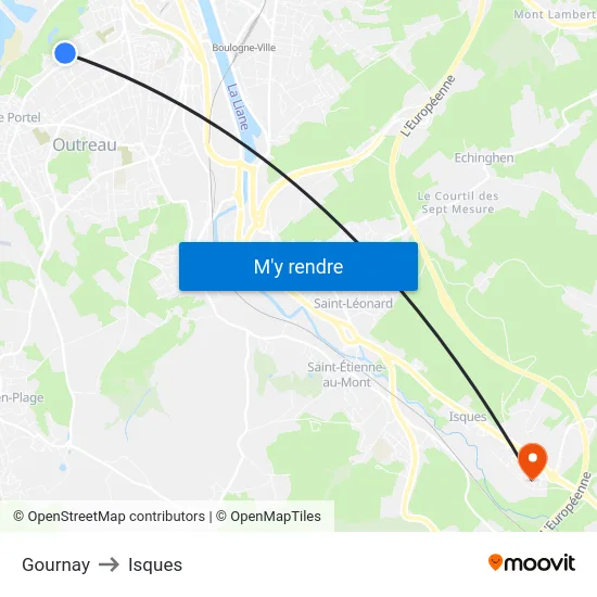 Gournay to Isques map