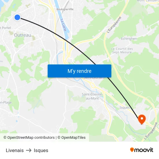 Livenais to Isques map