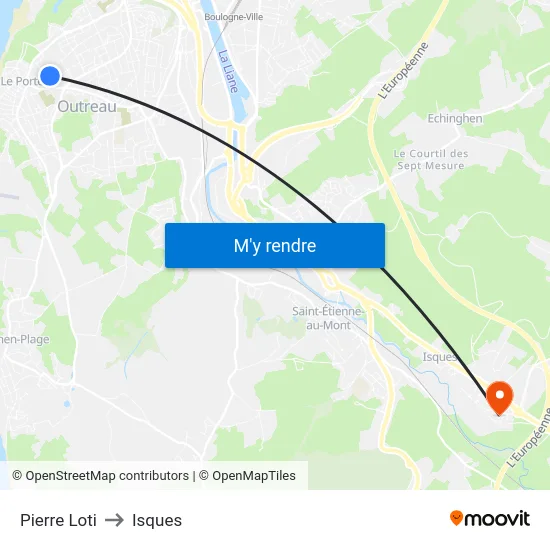 Pierre Loti to Isques map