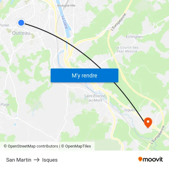San Martin to Isques map
