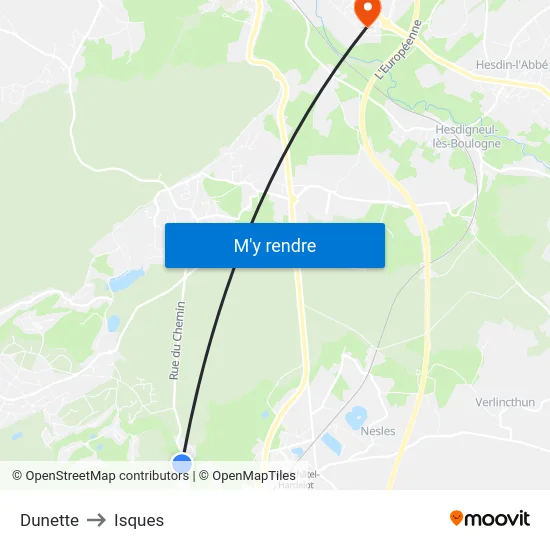 Dunette to Isques map