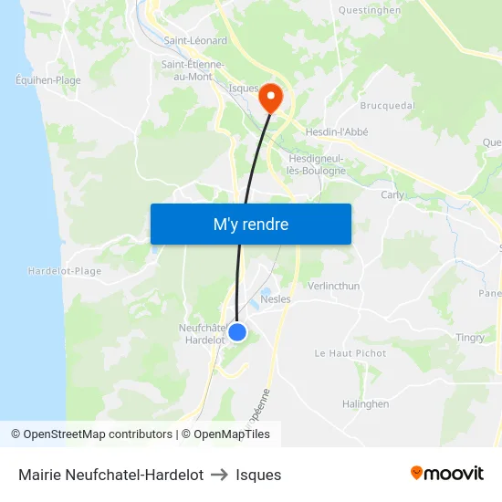 Mairie Neufchatel-Hardelot to Isques map