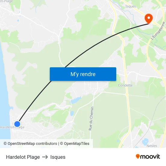 Hardelot Plage to Isques map