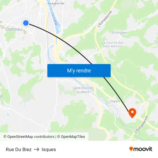 Rue Du Biez to Isques map