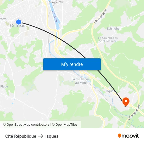 Cité République to Isques map