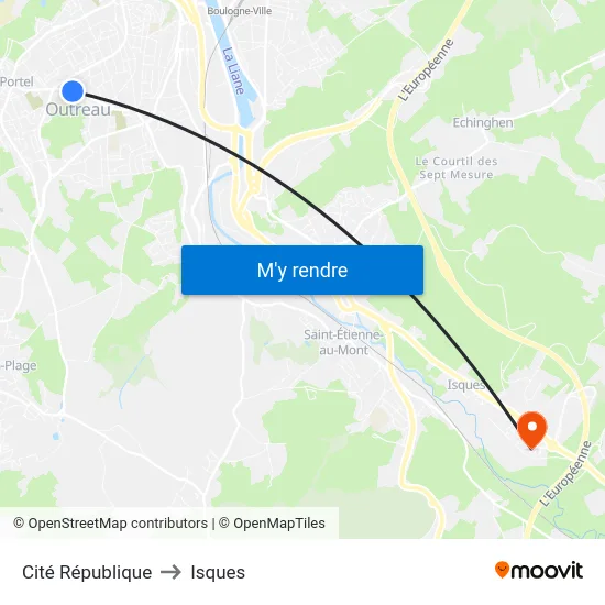 Cité République to Isques map