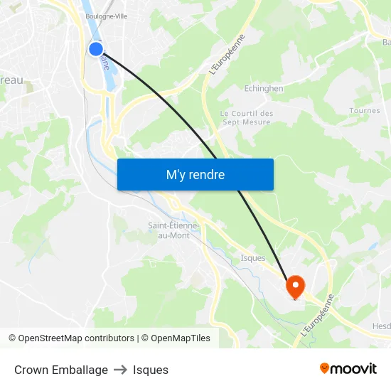 Crown Emballage to Isques map