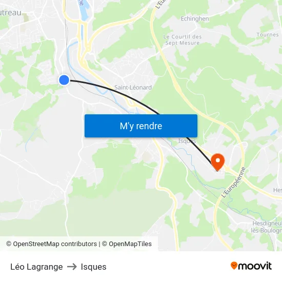 Léo Lagrange to Isques map