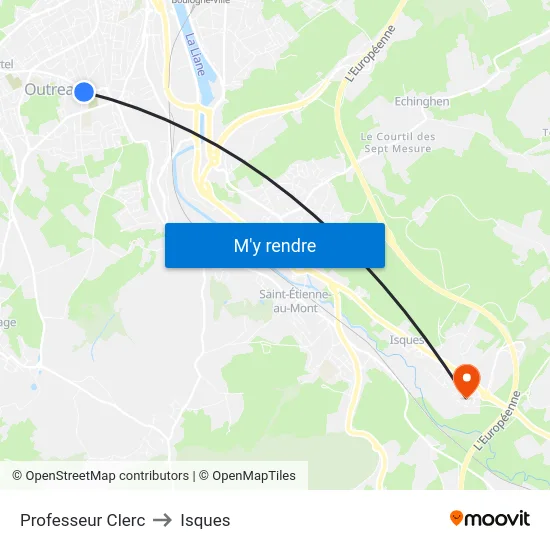 Professeur Clerc to Isques map