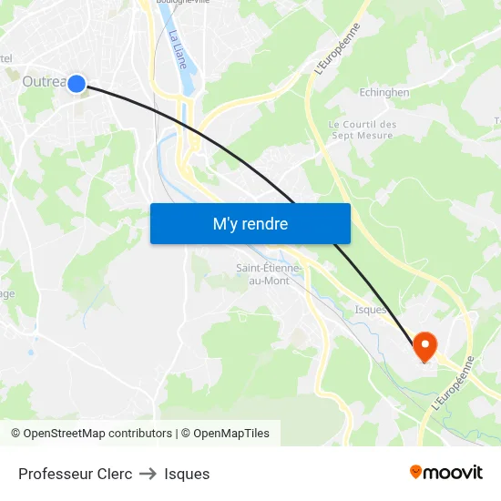 Professeur Clerc to Isques map