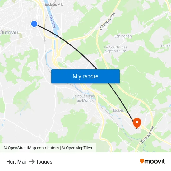 Huit Mai to Isques map