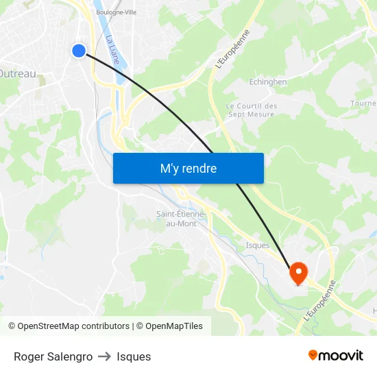 Roger Salengro to Isques map