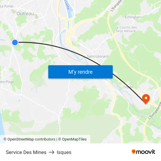 Service Des Mines to Isques map