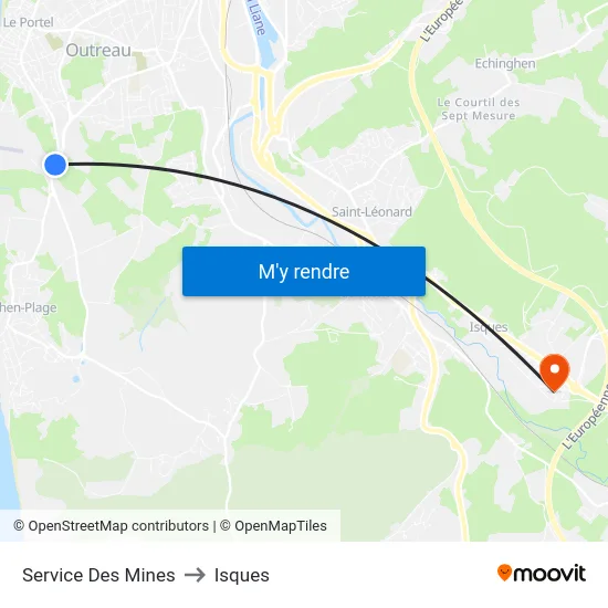 Service Des Mines to Isques map