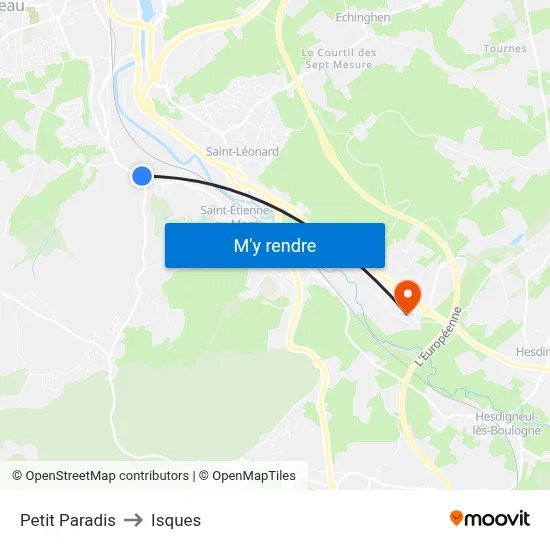 Petit Paradis to Isques map