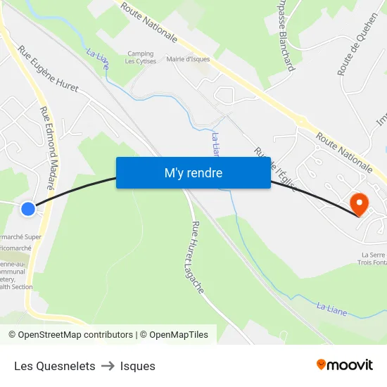 Les Quesnelets to Isques map