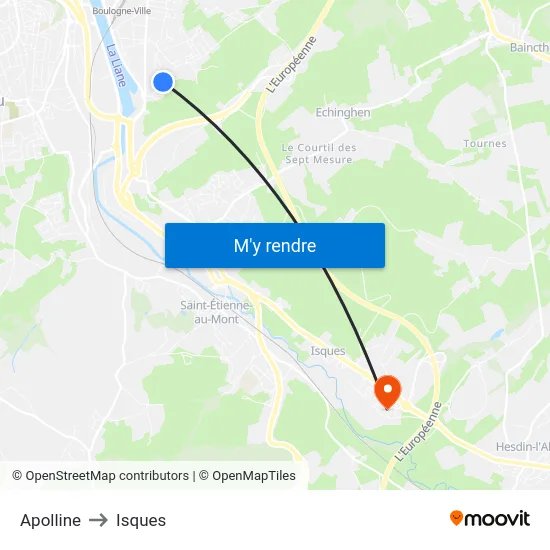 Apolline to Isques map