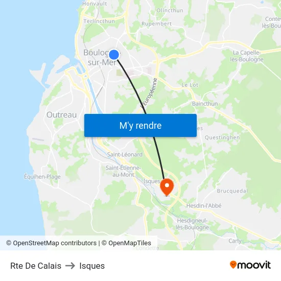 Rte De Calais to Isques map