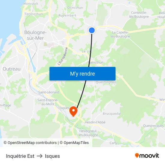 Inquétrie Est to Isques map