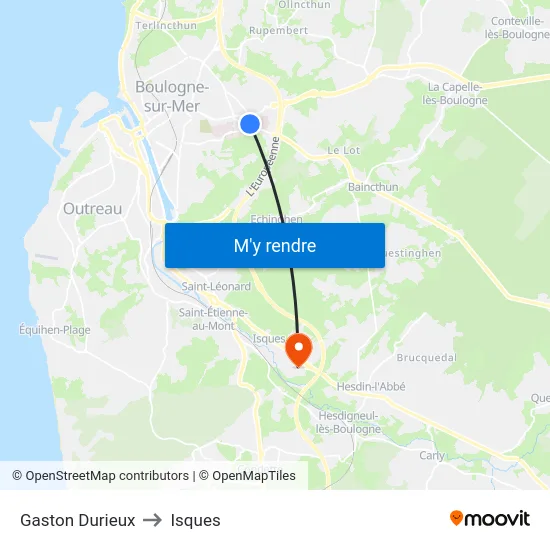 Gaston Durieux to Isques map