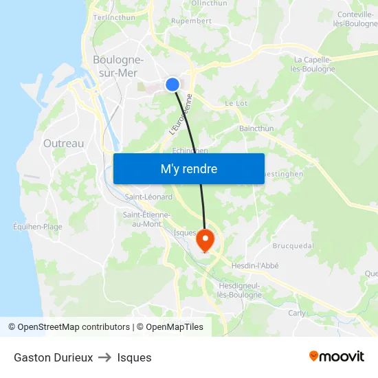 Gaston Durieux to Isques map