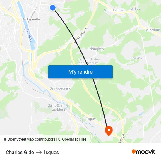 Charles Gide to Isques map