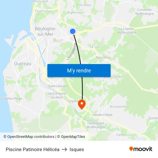 Piscine Patinoire Hélicéa to Isques map