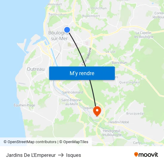 Jardins De L'Empereur to Isques map