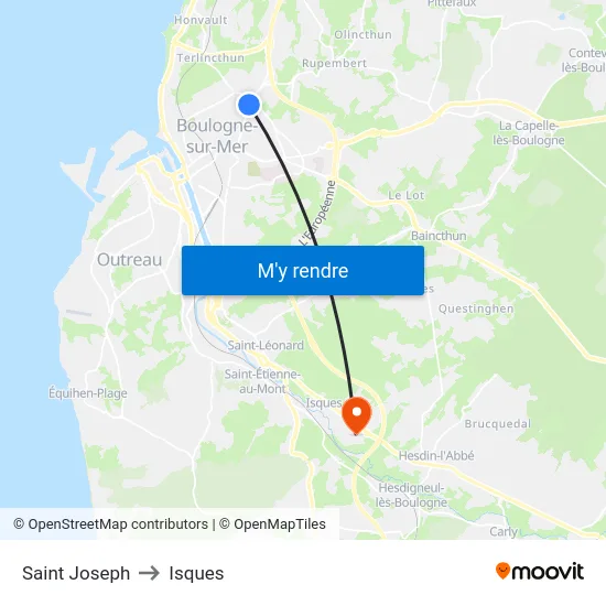 Saint Joseph to Isques map