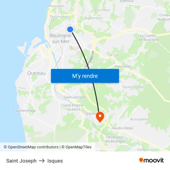 Saint Joseph to Isques map