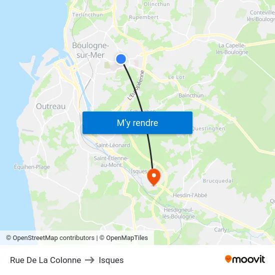Rue De La Colonne to Isques map