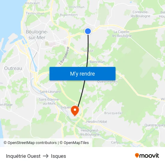 Inquétrie Ouest to Isques map