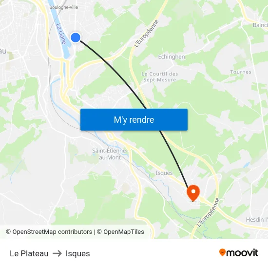Le Plateau to Isques map