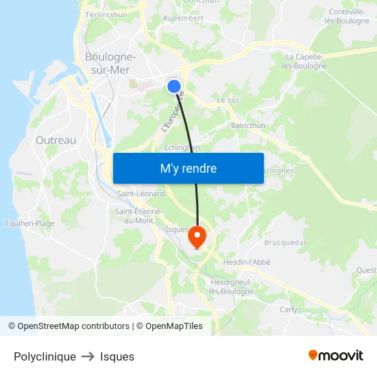 Polyclinique to Isques map