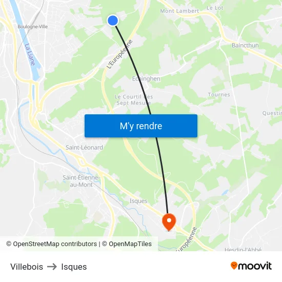 Villebois to Isques map