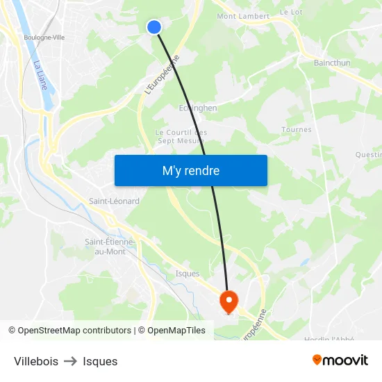 Villebois to Isques map