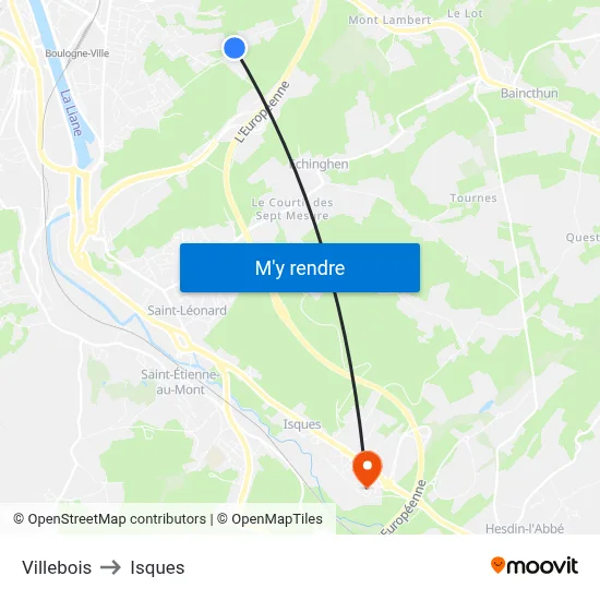 Villebois to Isques map