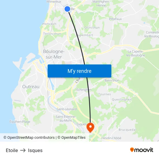 Etoile to Isques map