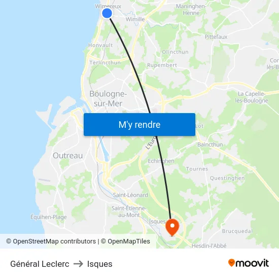 Général Leclerc to Isques map
