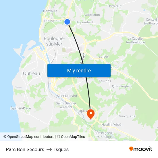Parc Bon Secours to Isques map