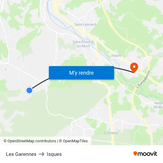 Les Garennes to Isques map