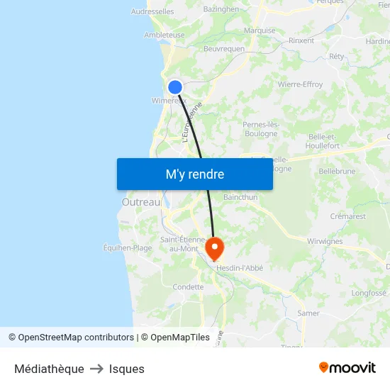 Médiathèque to Isques map