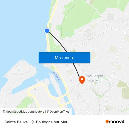Sainte-Beuve to Boulogne-sur-Mer map