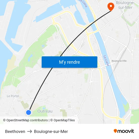 Beethoven to Boulogne-sur-Mer map