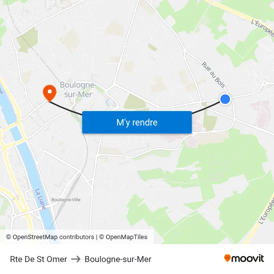 Rte De St Omer to Boulogne-sur-Mer map