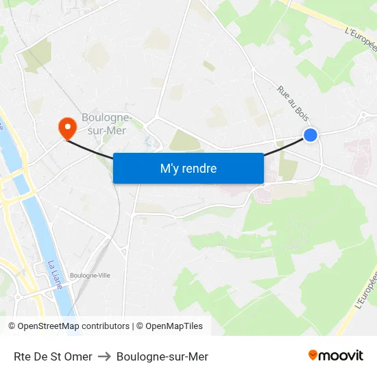 Rte De St Omer to Boulogne-sur-Mer map