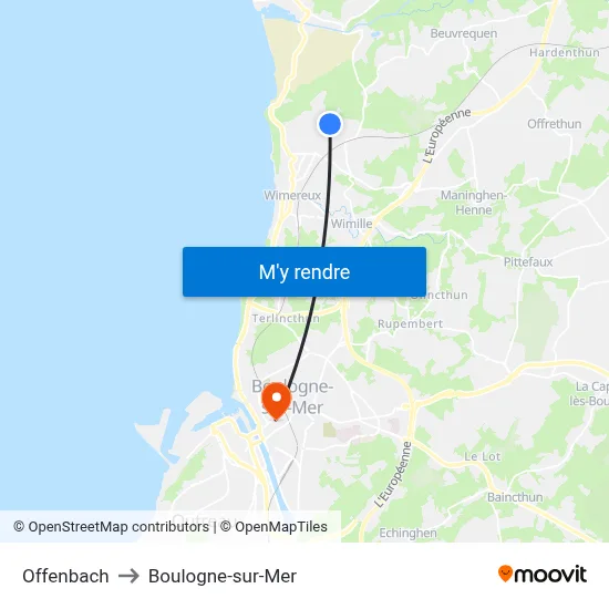 Offenbach to Boulogne-sur-Mer map