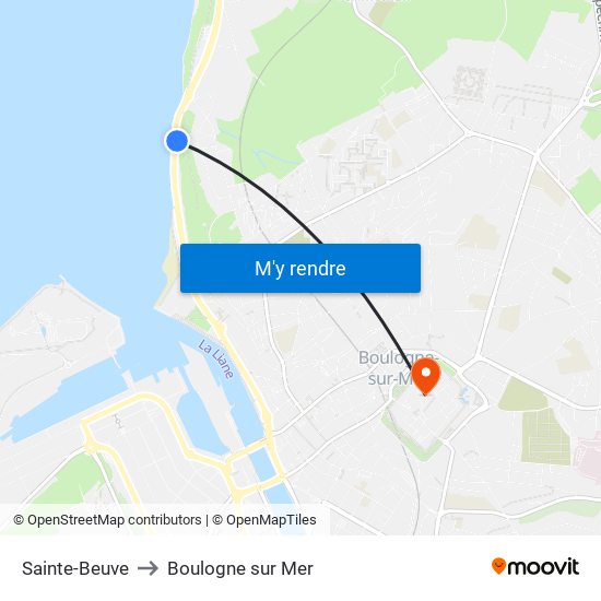 Sainte-Beuve to Boulogne sur Mer map