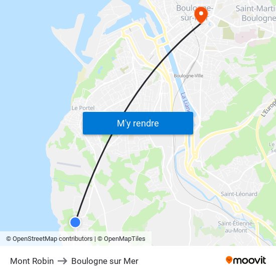 Mont Robin to Boulogne sur Mer map